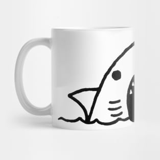 Stick Figure of a Shark in Black Ink Mug